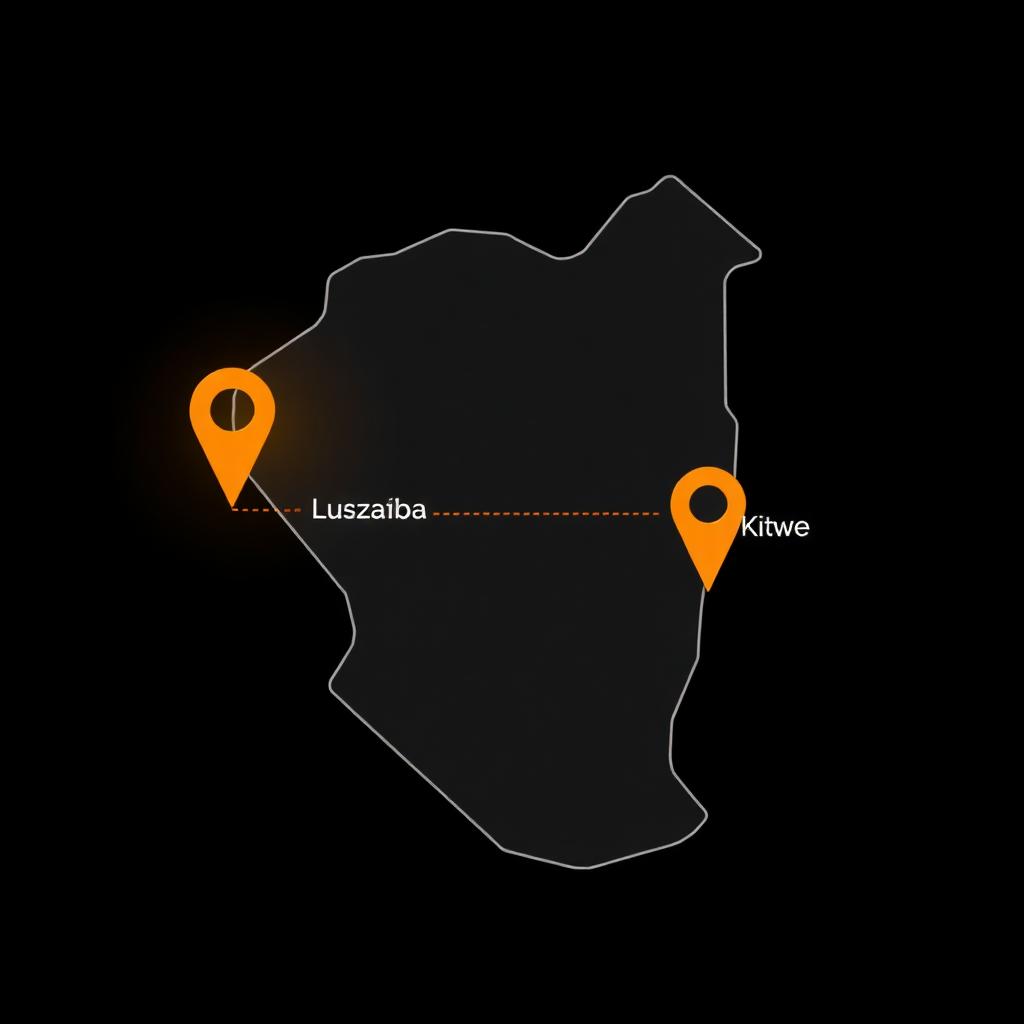 Map of Zambia showing Dash Zambia locations in Lusaka and Kitwe